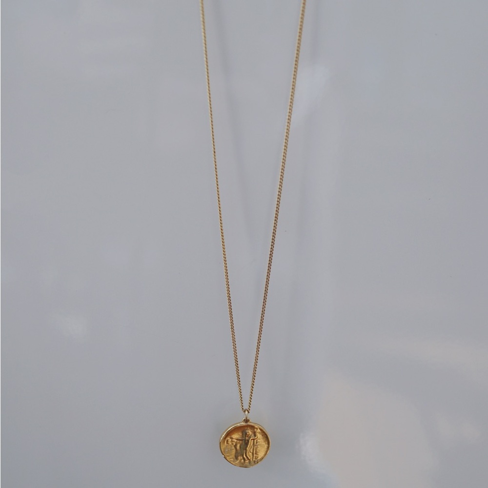 Gold Coin Pendant Necklace, Adjustable Length